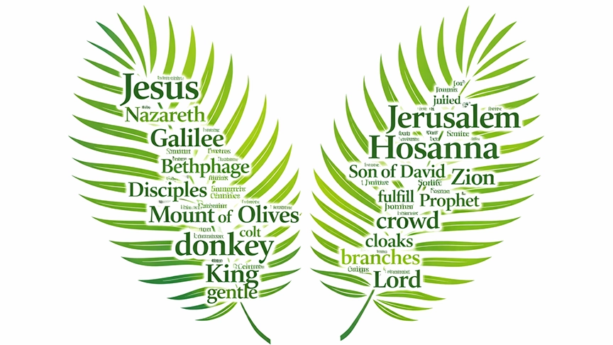 John 11:1-45 word cloud in the shape of Lazarus