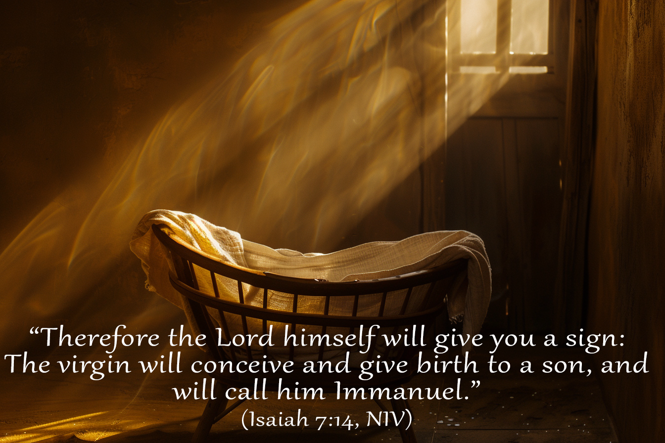 Soft light over an empty cradle symbolizing Emmanuel’s Promise—God dwelling among His people.