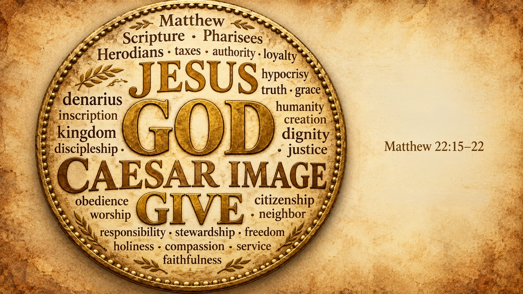 Matthew 22:15-22 word cloud