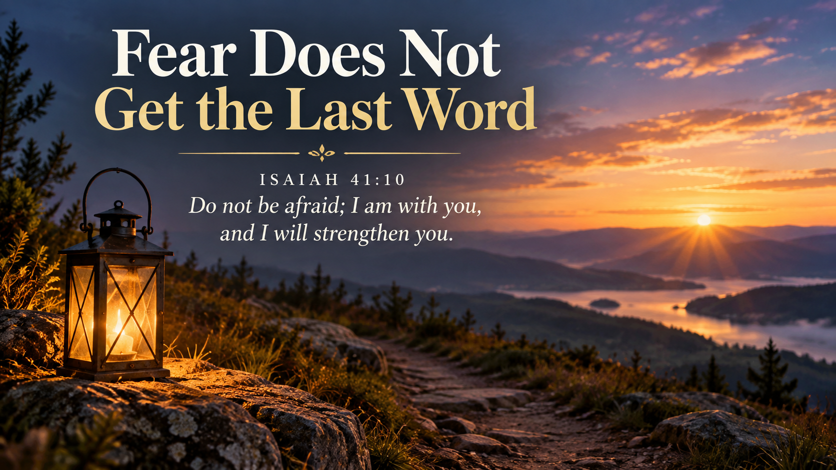 A quiet road leading toward warm morning light with the title &ldquo;Courage While You Wait&rdquo; and a paraphrase of Psalm 27:13&ndash;14 about waiting for God with courage.